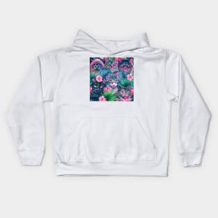 Summer floral cats Kids Hoodie